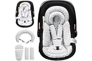 BOMOLOUR Infant Car Seat Insert with Removable Cushion for Baby Preemie Newborn Infant, Reversible carseat Insert Head Body Support Fits for Stroller, Baby Swing, Rocker, Bouncer, Bassinet - Grey