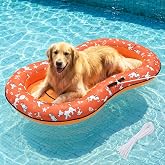 Tivray Dog Pool Float, 59 * 34in Inflatable Pool Float for Dogs Up to 80lbs | Scratch-Resistant Oxford PVC Inflatable Raft with 5-M Rope 2 Handles, Swim Raft for Beach Lake River Party
