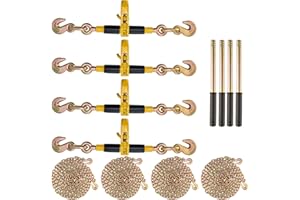 VEVOR 5/16-3/8 Ratchet Heavy Duty G80 7100 lbs Secure Load Limit, Labor-Saving Anti-Skid Handle, Tie Down Hauling Chain Binde