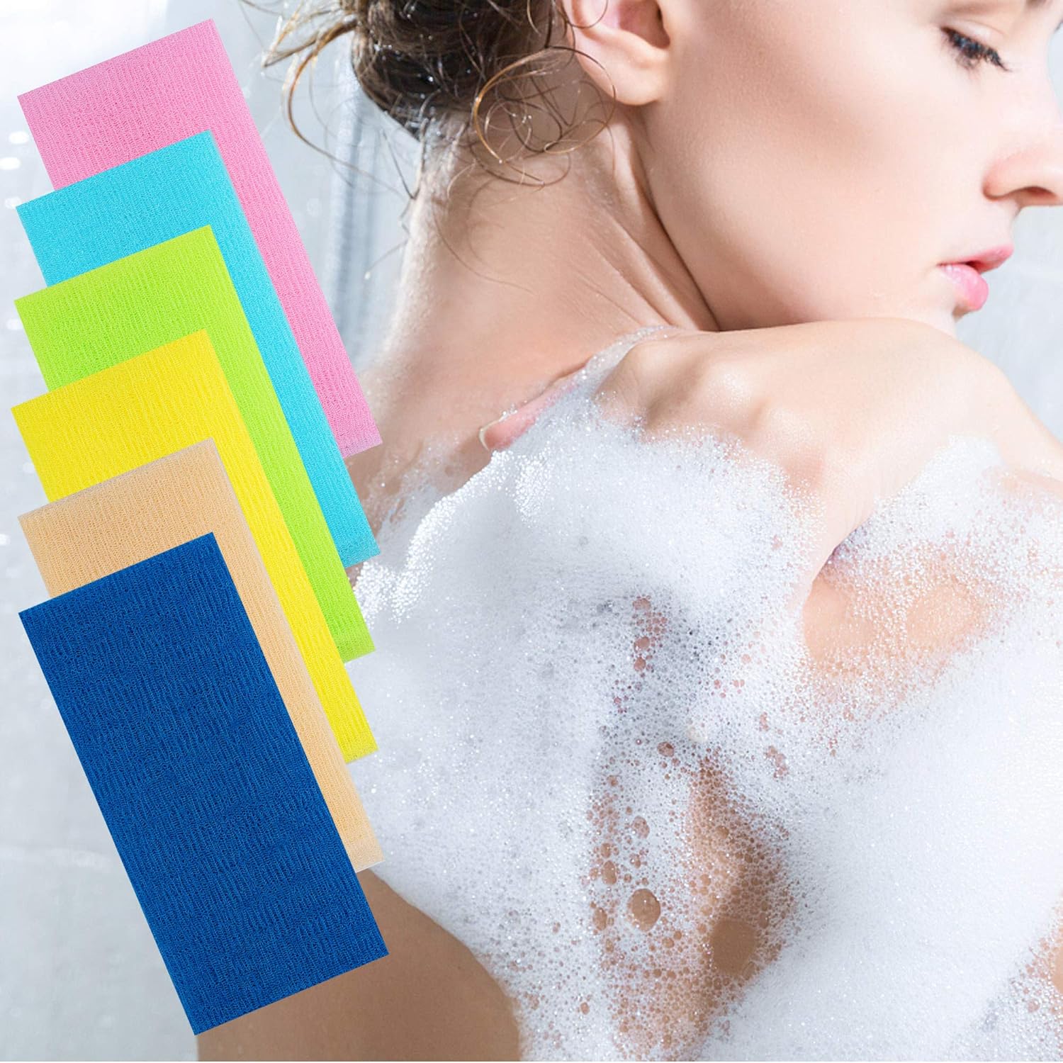8 pcs Exfoliating Towel Beauty Skin Bath Wash Cloth/Towel Microabrasion Towel Nylon Japanese Bath Towel Magic Shower Washcloth for Body 35 inches Washcloth Loofah Exfoliating Body Scrub Back Scrubber: Beauty