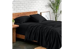 Bare Home Queen Sheet Set - Luxury 1800 Ultra-Soft Microfiber Queen Bed Sheets - Double Brushed - Deep Pockets - Easy Fit - 4 Piece Set - Bedding Sheets & Pillowcases (Queen, Black)