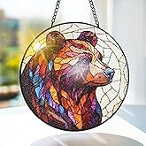 Bimkole Lily Stained Glass Suncatcher Window Hanging - Religion Indoor Window or Doorway Decoration - Handmade Sun Catcher Decor for Garden Home Christmas & Birthday Gifts 7.87x7.87 inch