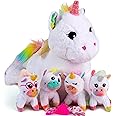 Tumtotz Rainbow Unicorn Stuffed Animals for Girls, Unicorn Gifts for Girls Age 3 4 5 6 7 8 - Plush Mommy Unicorn with 4 Small Baby Unicorns in Her Belly - Cute Plushy Toys for 3+ Year Old Girls