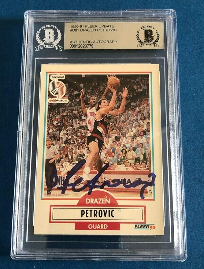 Amazon DRAZEN PETROVIC Signed 1990 91 FLEER UPDATE ROOKIE Card 