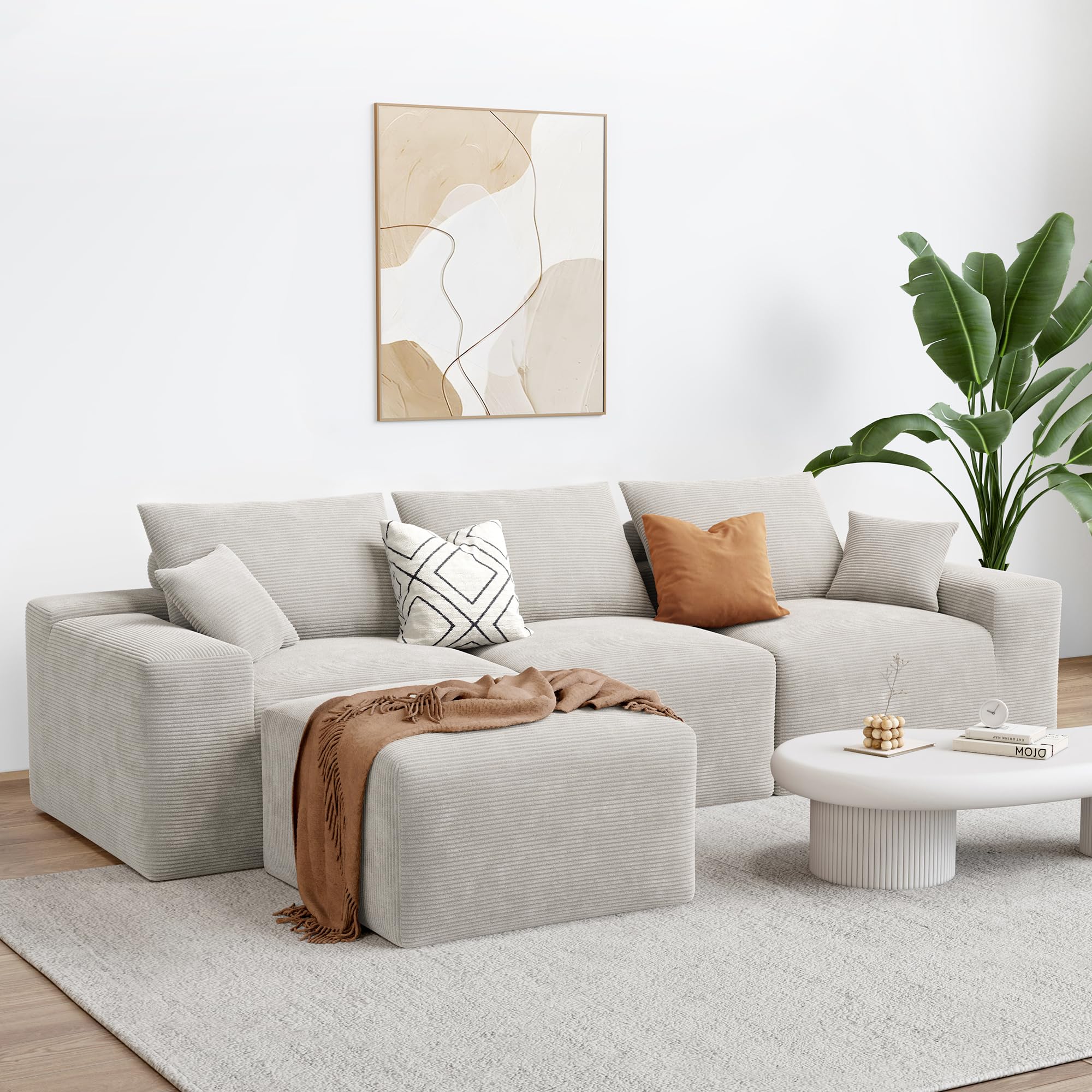 LIKIMIO 120" Modern L-Shaped Modular Sectional Sofa