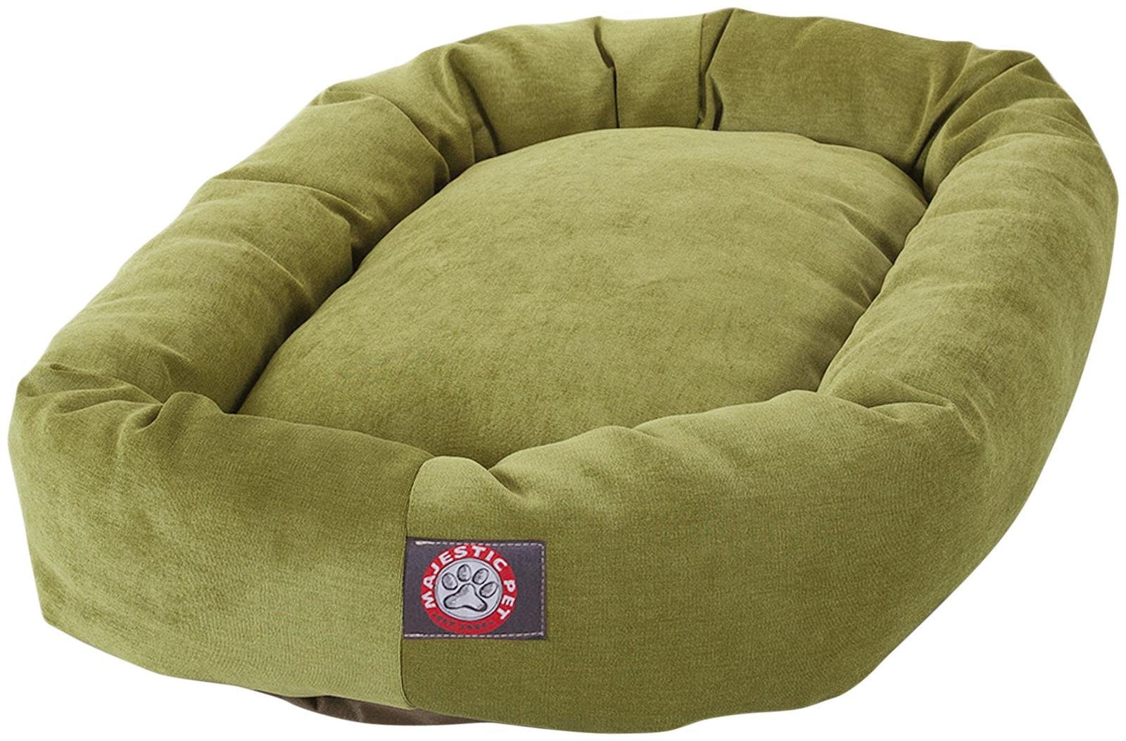 Majestic Pet 40 Inch Micro Velvet Calming Dog Bed Washable 40x29x9 (inch) – Cozy Soft Round Donut Dog Bed with Spine for Head Support - Pet Bed Large – Apple