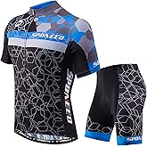 sponeed Bike Jersey and Compression Shorts sets Men's Biking Shirt with Pockets Ride Clothing Gear