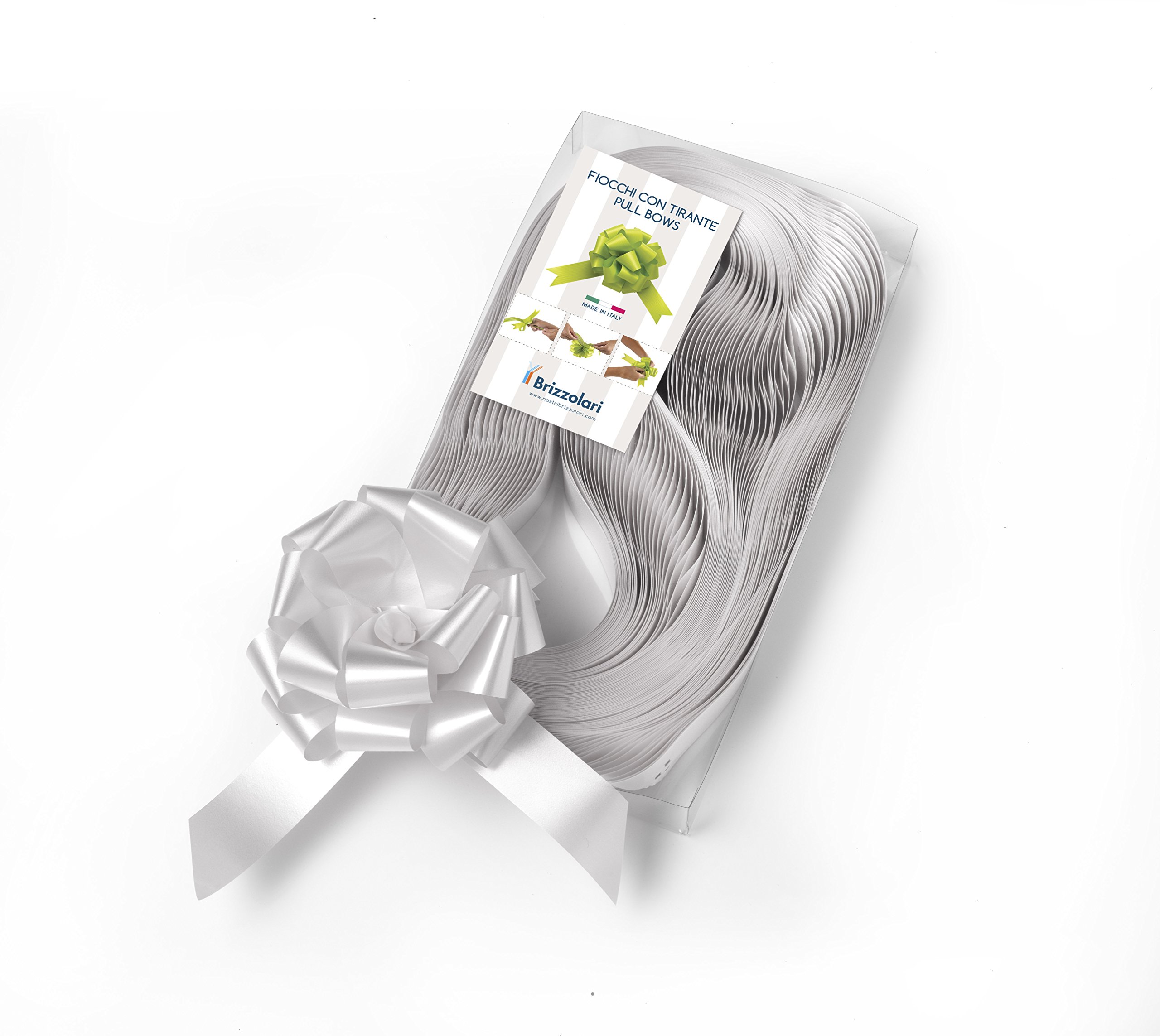 Brizzolari Pack 50 Silver Ribbon Bows 31mm Wedding Ceremony Anniversary