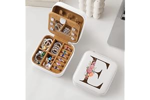 Parima Bride Gifts Bridal Shower Gifts - Personalized Small Travel Jewelry Box Jewelry Case Organizer for Women Bridesmaid Proposal Maid of Honor Bachelorette Party Wedding Day Gift - Letter B, White