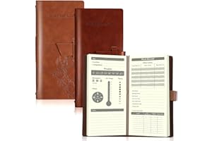 Eaasty 2 Pcs Leather Hunting Log Book Elk Hunting Journal Notebook for Men Designed for Huntsman to Record Hunt Details for Dad Husband Father's Day Birthday Gift, 96 Pages(Tan, Reddish Brown)