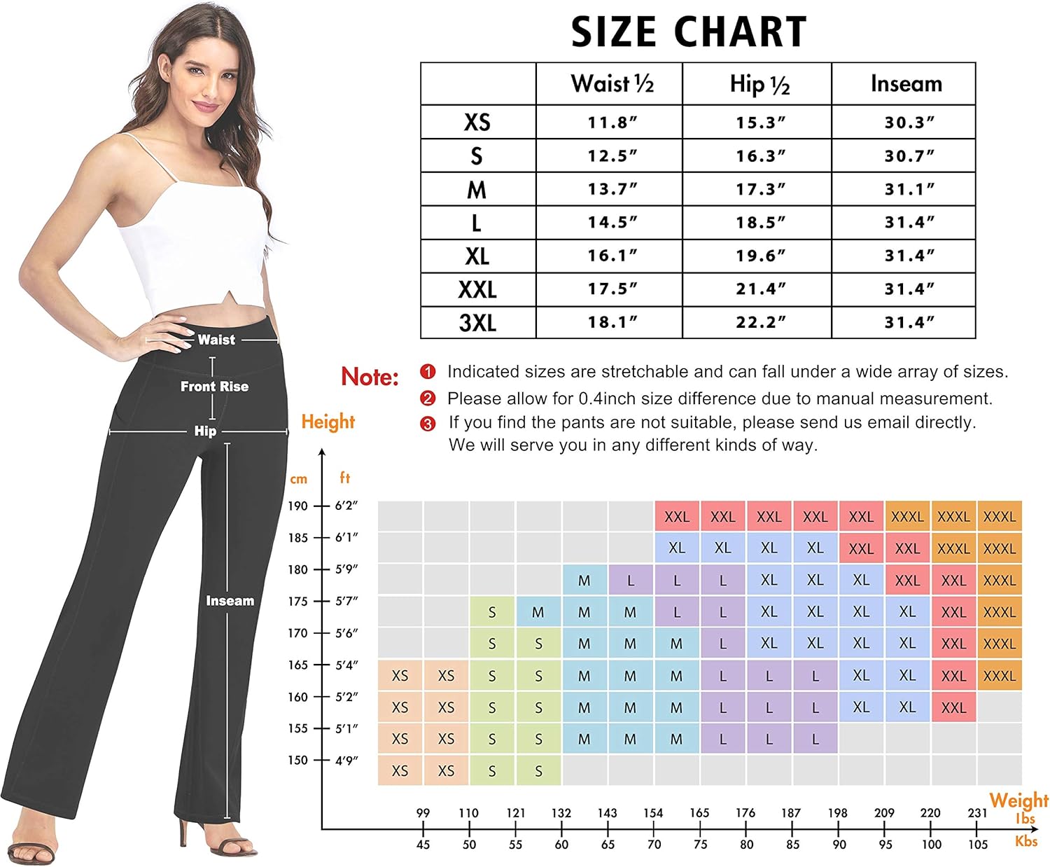 IUGA Bootcut Yoga Pants for Women with Pockets High Waisted Workout Pants Tummy Control Bootleg Work Pants for Women: Clothing