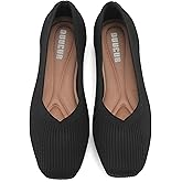 DUUCUB Flats for Women Foldable Ballet Flat Square Toed Knit Comfortable Ballerina Flats Womens Shoes