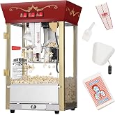 Great Northern Popcorn Matinee 8oz Popcorn Machine, Red | Vintage Style Popcorn Maker Machine with Stainless-Steel Kettle Popper, Reject Kernel Tray, Warming Light, and Accessories