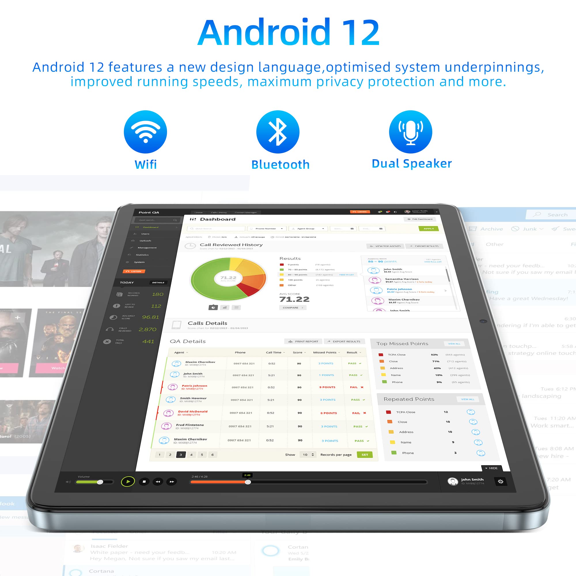 jumper 10 Inch Tablet, Android 12 Tablets with 2.0GHz Octa-Core Processor, 8GB RAM 128GB Storage, Full HD IPS Touch Screen, 13+5MP Dual Camera, Dual Speakers, 6000mAh Battery, Bluetooth5.0, GPS.