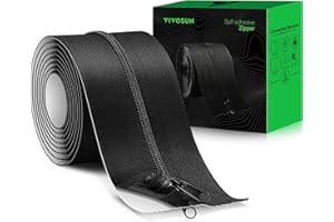 VIVOSUN 3 inch x 7 ft Heavy Duty Double-Side Indoor Outdoor Dust Barriers Peel & Stick Zipper for Tarp One Pack Black