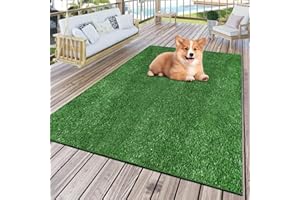 FREADEM Artificial Grass Rug, 4' x 6' Artificial Turf Fake Faux Grass Mat with Drainage Holes, Indoor Outdoor Synthetic Turfs for Garden Lawn Landscape Entryway Balcony Decoration