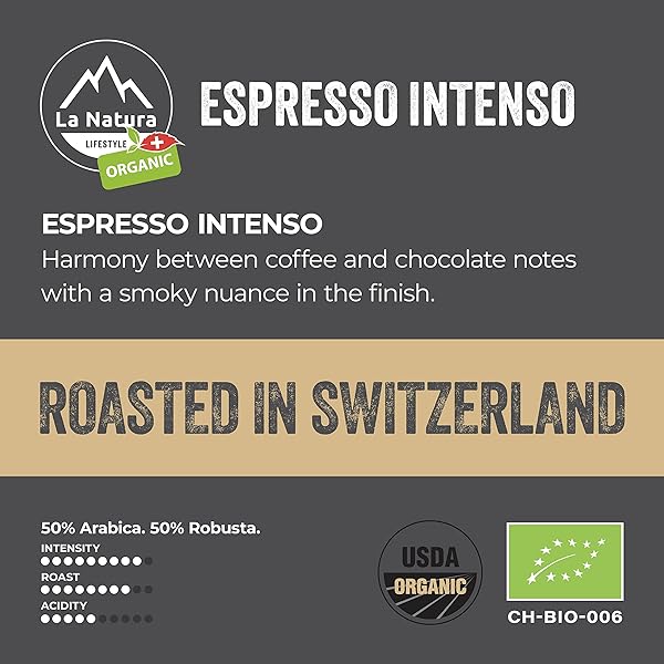 LA NATURA LIFESTYLE ORGANIC ESPRESSO INTENSO COFFEE PODS – 100% ARABICA, ALUMINUM-FREE PODS – COMPATIBLE WITH NESPRESSO ORIGINAL LINE – RICH AROMA COFFEE CAPSULES – PACK OF 10