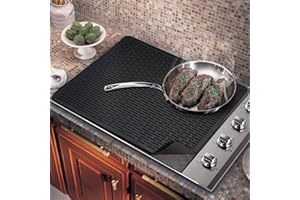 Golener Silicone Stove Top Cover - 28" x 20" Stove Top Protector for Electric Stove, Food Grade, Foldable, Easy Clean, Heat-resistant Silicone Mat for Glass Stove Cooktop, Large Dish Drying Mat, Black