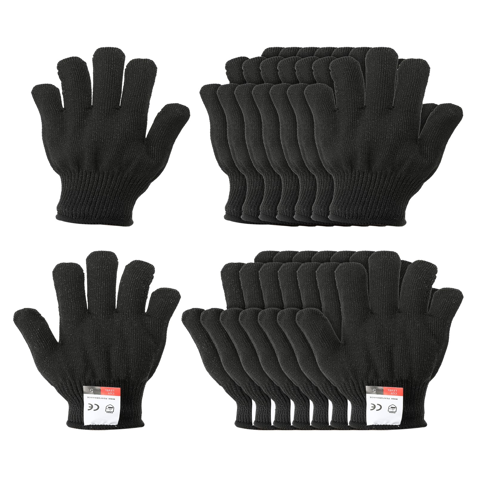 PATIKIL Cut Resistant Gloves, 8 Pair Level 5 Protection Anti Cutting Gloves Cut Proof Gloves for Kitchen Wood Carving Working, XXX-Small, Black