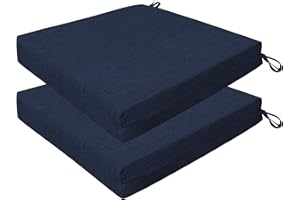 Honeycomb Outdoor Set of 2 Seat Pads, 20 x 20, Textured Solid Indigo Blue Dining Chair Cushions for Patio Furniture