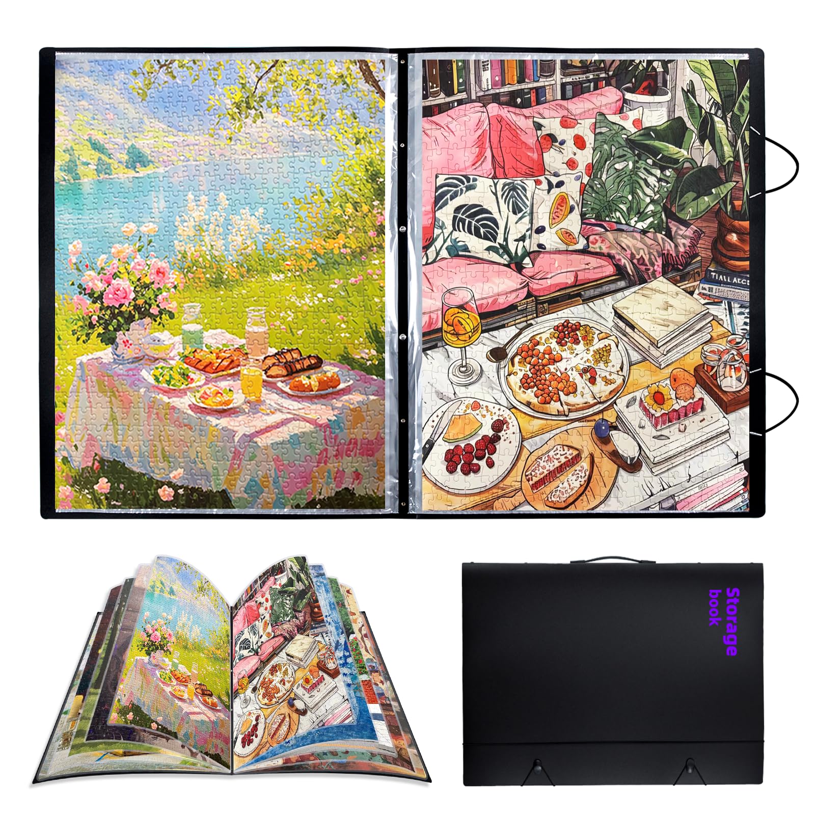 ZFCLXX Puzzle Storage Folder Keeper Case,Portable Puzzles Organizer Accessory, Large Capacity 20x28in Puzzle Album Book Holder Portfolio,1000-Pieces for Jigsaw Enthusiasts Storage Binder Saver