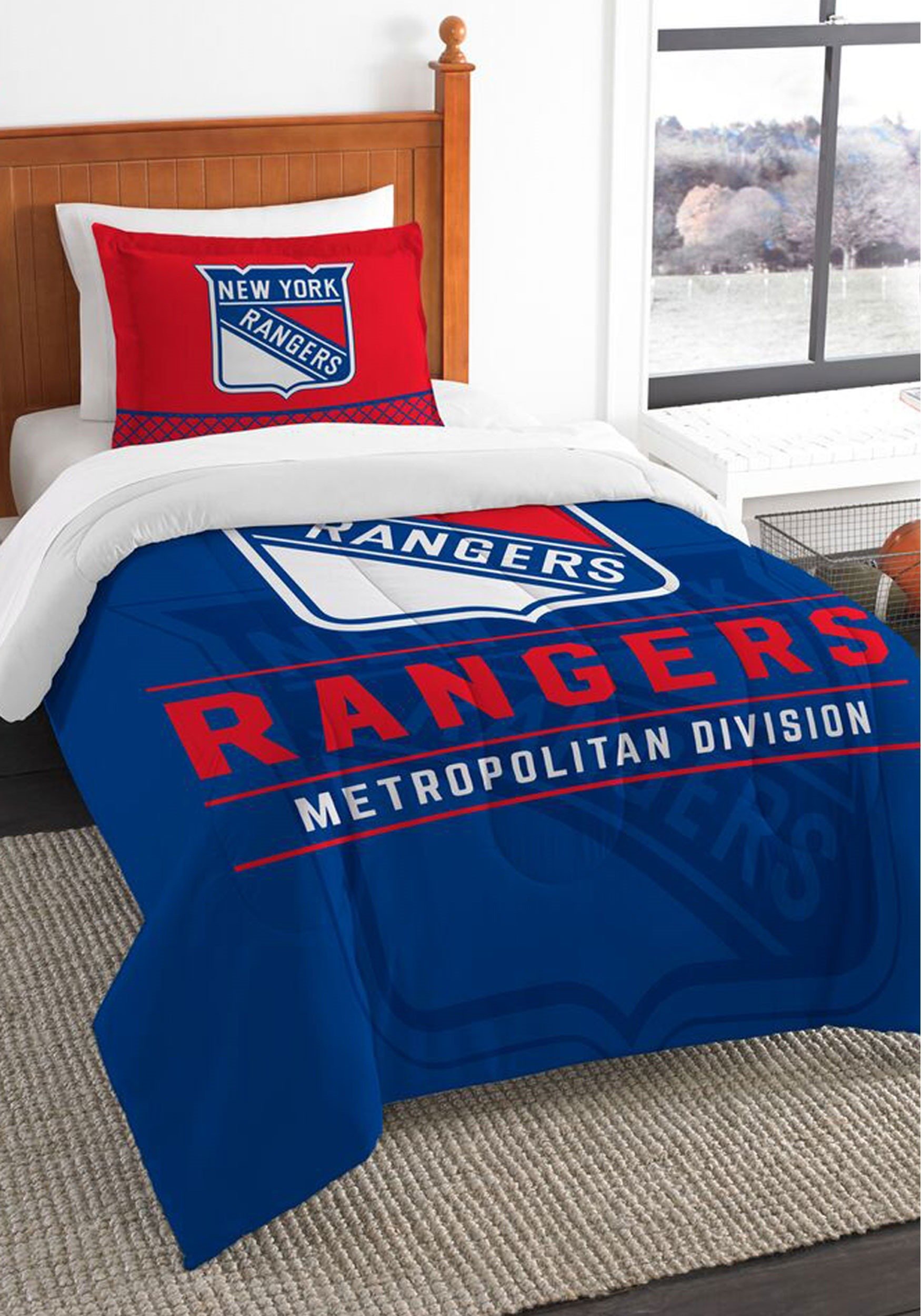 Northwest NHL New York Rangers Comforter and Sham Set, Twin, Draft Image