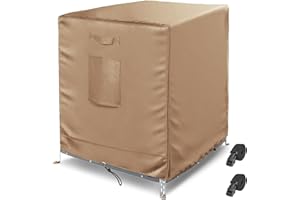 BSTGE Central Air Conditioner Cover for Outside Units, AC Covers for Outside Winter With 2 Straps, Waterproof Cover Fit up to 30x30x32 inchs (BROWN)