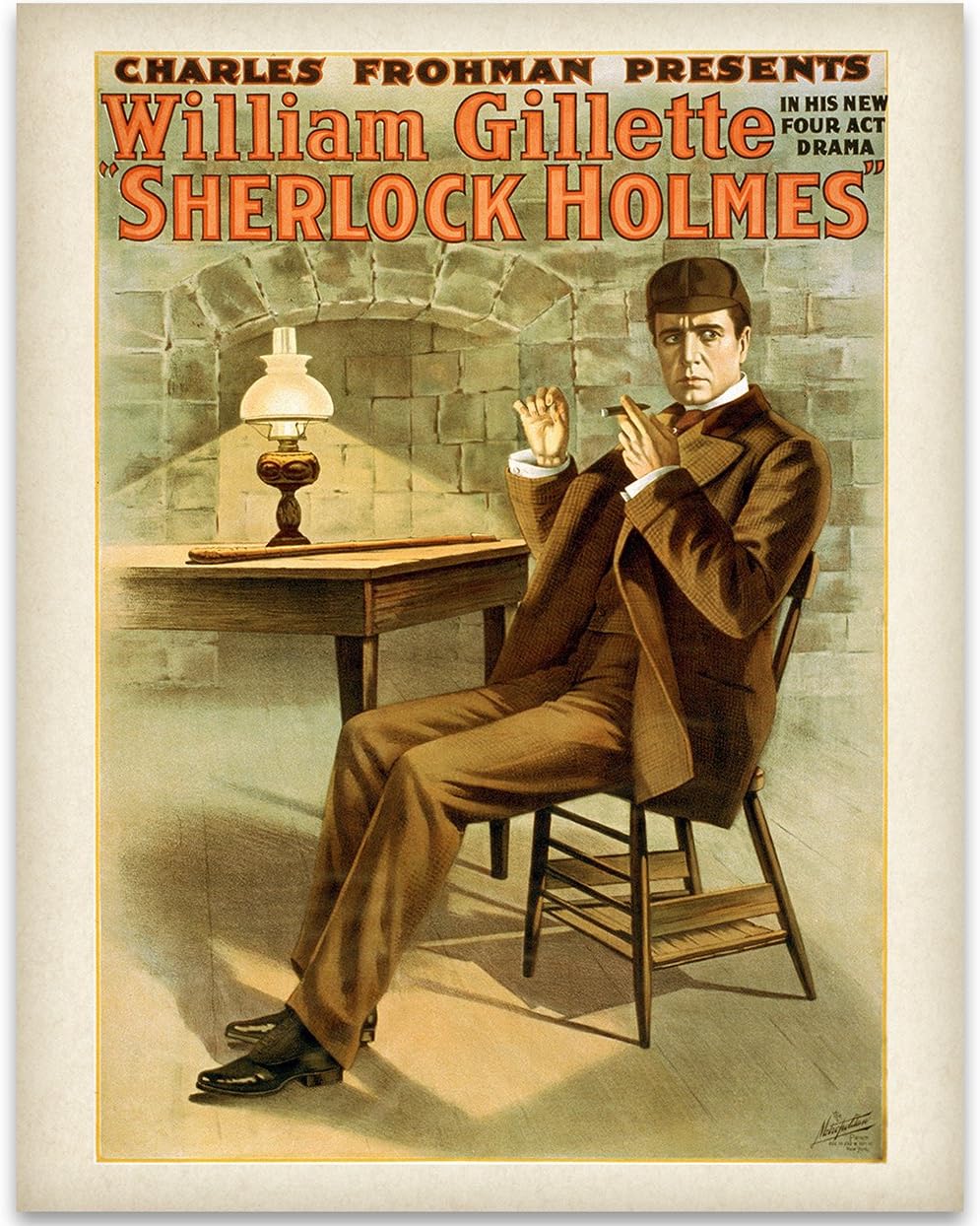 Lone Star Art Sherlock Holmes Theatre Print - 11x14 Unframed Print - Great Vintage Decor and Gift for Sir Arthur Conan Doyle Fans Under $15