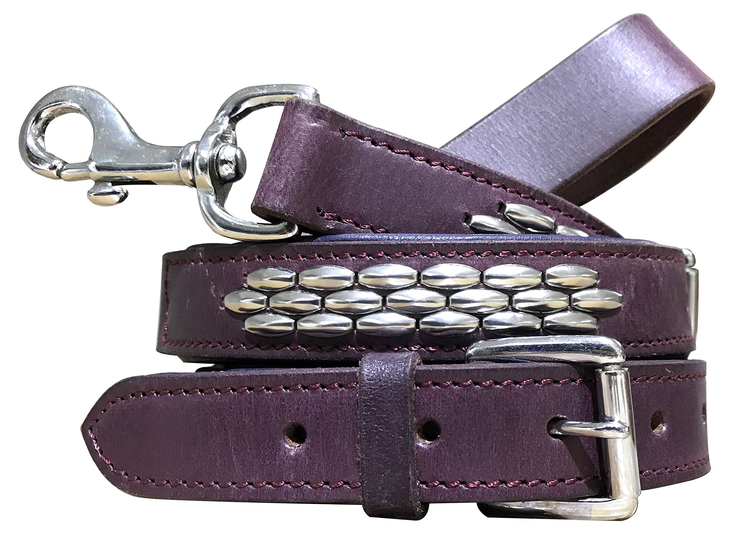 BRADLEY CROMPTON Genuine Leather Matching Pair Dog Collar and Lead Set L