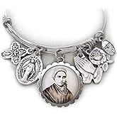 St. Bernadette Soubirous Bangle Bracelet, Patron Saint Charm Jewelry, Catholic Confirmation Gift, 4 Sizes Extra Small to Large