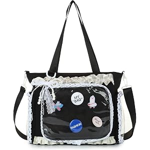 Freie Liebe Women Ita Bag DIY Clear Pin Display Bag with Insert Y2K Crossbody Bag Cute Kawaii Shoulder Tote Bag