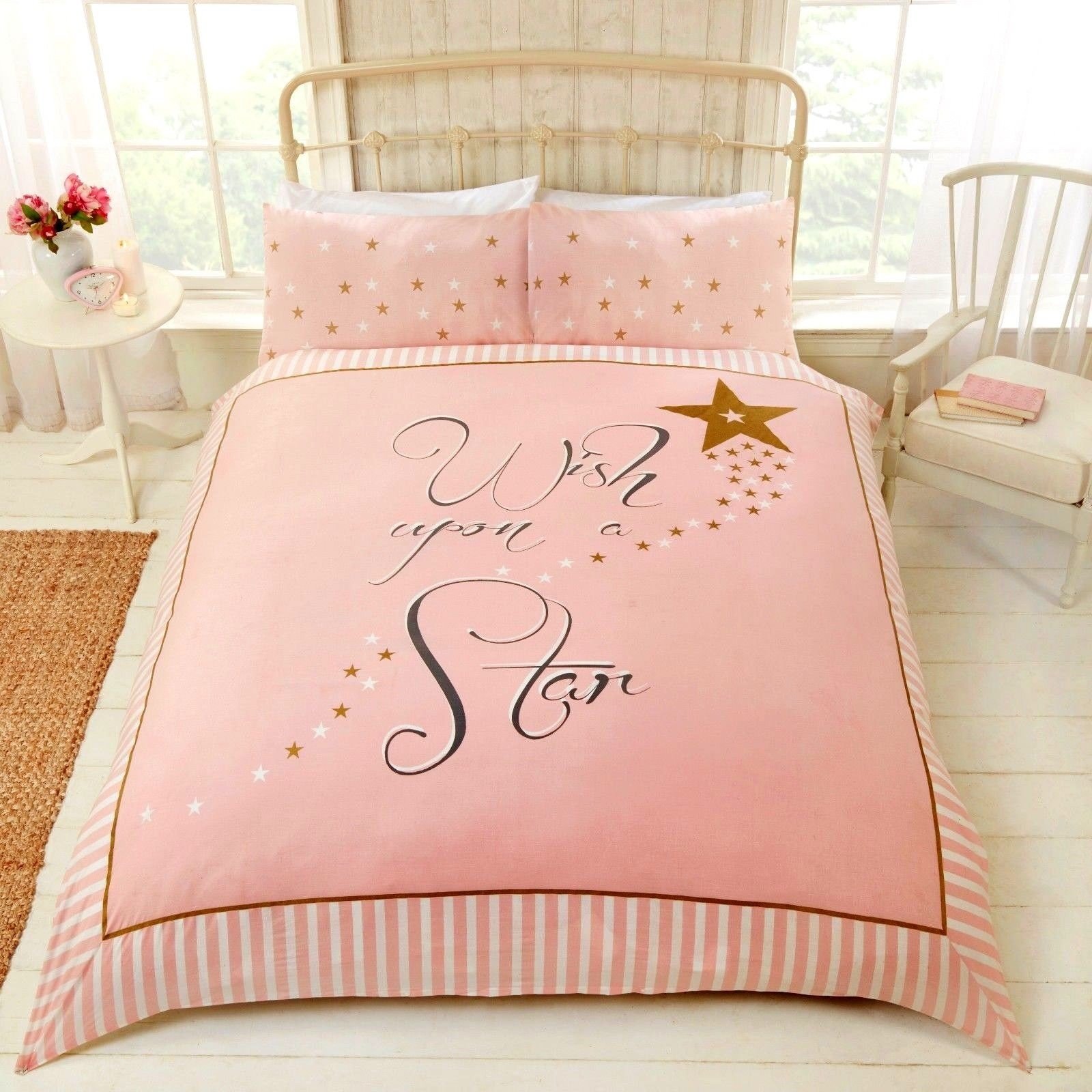 Rapport Home Wish Upon a Star Pink Double Duvet Cover Set for Girls | Enchanting Kids Bedding with Pillowcases | Soft, Easy Care Bedroom Decor