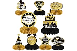 9PCS Retirement Party Decorations, KSKSPE Retirement Centerpieces for Table,Black and Gold Retirement Table Decorations, Retirement Decor for Retirement Party Retirement Party Supplies Men and Women