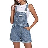 EMMIOL Denim Overalls Shorts for Women,Y2k Vintage Jean Shortalls 90s Style Bib Jumpsiut,Loose Fit Cuffed Hem Rompers