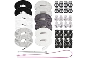 Drawstring Cord Replacement Hoodie String Cording Flat with Metal Tip 24Pcs Cord Locks Stopper Toggle with 2Pcs Threader Tool