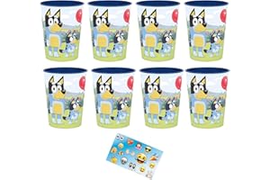 Bluey Birthday Party Supplies - 8 Plastic Drinking Cups (16oz) | Bluey Party Supplies Reusable Favors Favours