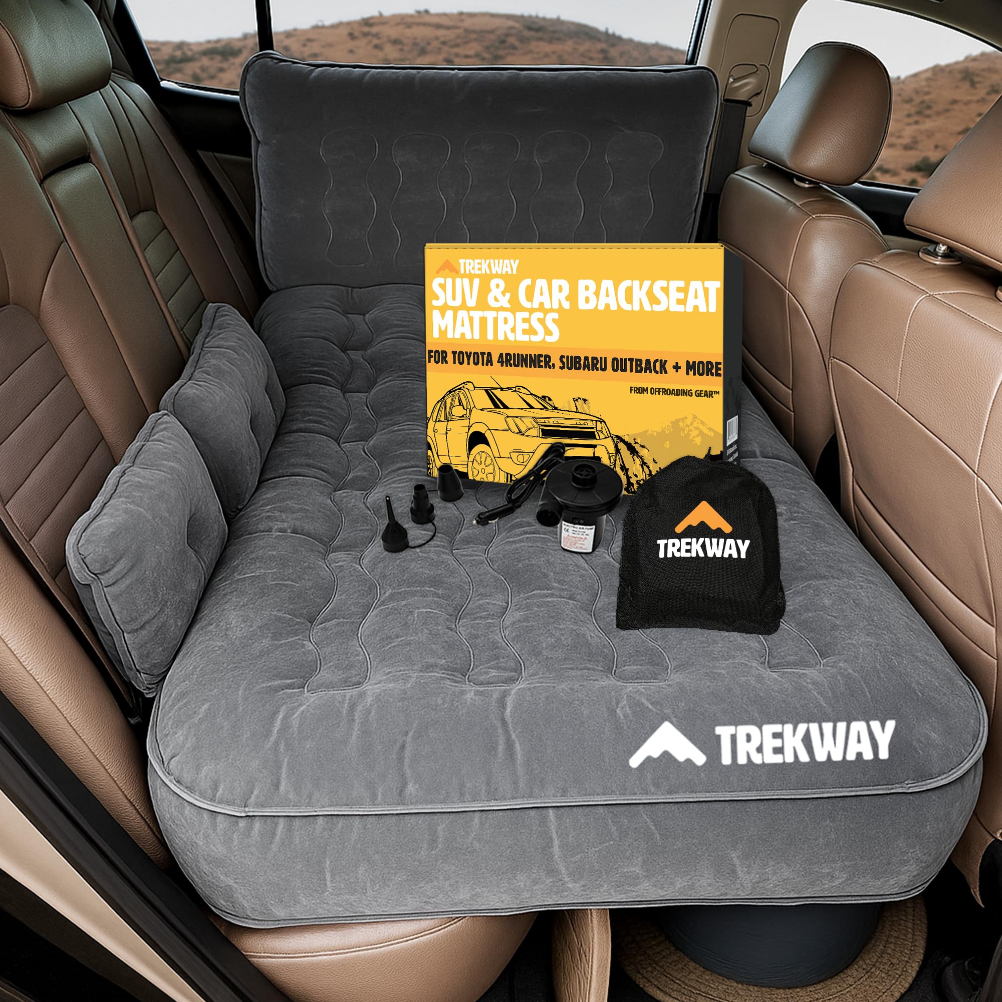 Photo 1 of Offroading Gear SUV Backseat Inflatable Air Mattress w/Side Chambers - Car Camping Bed - for 4Runner, Outback, Forester, Cherokee, RAV4, etc. from Trekway