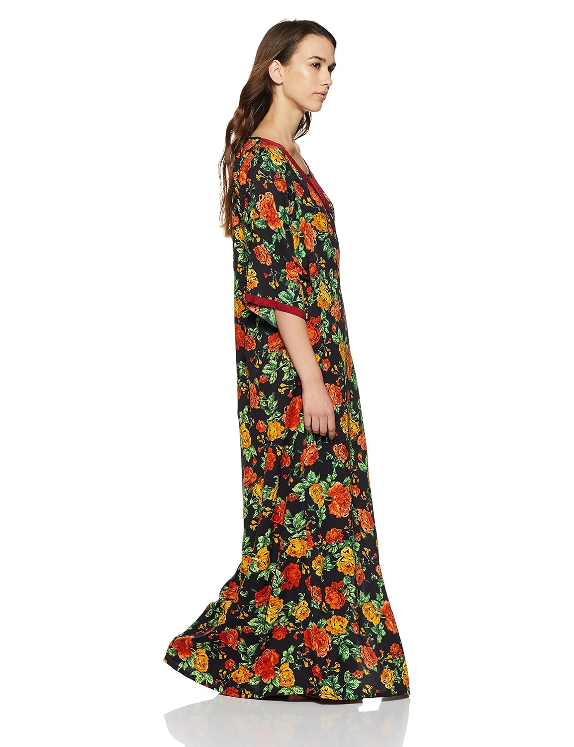 clovia womens crepe nighty with floral print robe