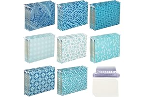 Estune 32 Pcs Hanging File Folders Letter Size Decorative File Folders, Geometric, Marble, Quote Designs, Including Adjustable Tabs and Inserts, Cabinet Inserts Organizer for Office Desk(Blues)