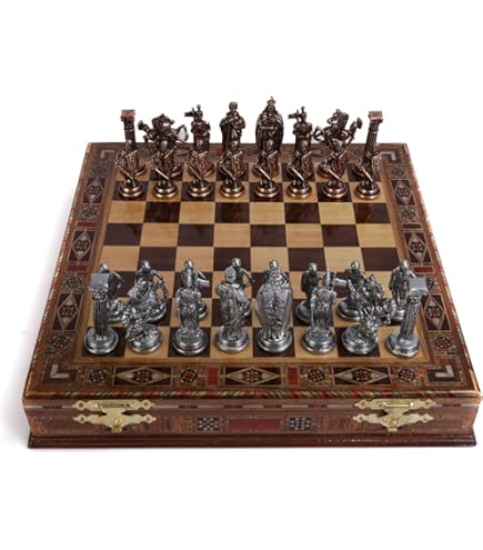 17 Inch Dark Walnut And Elmwood Luxury Chess Board - View #10