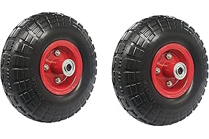 (2 Pack) SEPC 10 inches Flat Free Solid 4.10/3.50-4 inches Tire on Wheel Solid Flat Free for Dolly Handtruck Cart hand truck 