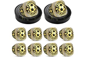 Highergo 10pcs Football Soccer Volleyball Baseball MVP Golf Championship Trophy Ring with Display Chain Stand Softball Basketball Cheerleading Bowling Track Field for Award Gift