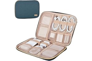 NISHEL Travel Cord Organizer Case,Tech Electronic Case, Travel Essentials for Charger, Cable, Phone, Hard Drive, USB, SD Card, Lake-Blue