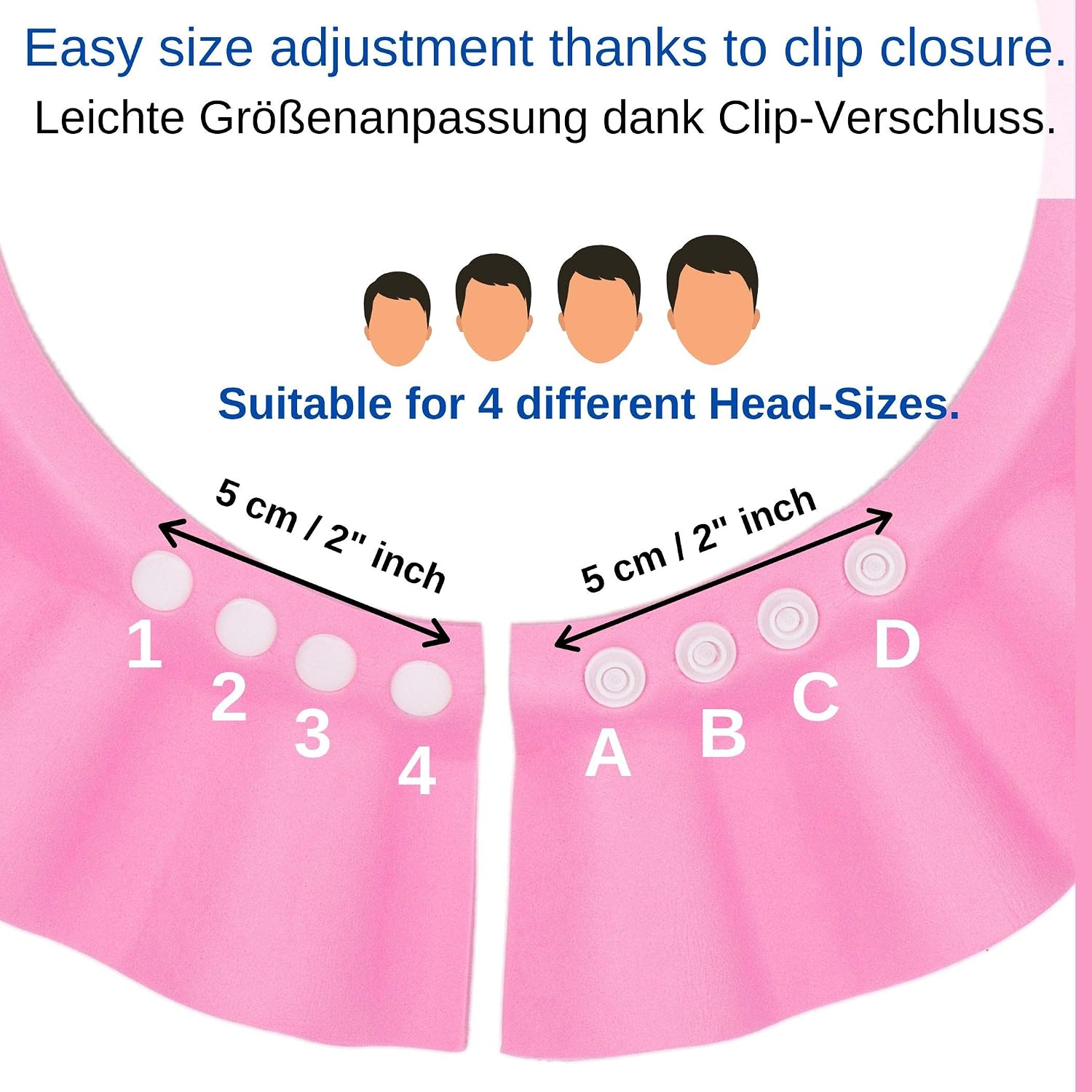 Shampoo Shower Cap for Kids with 4-sizes Clip-Closing, for 0-9 Years old Children - Image 5