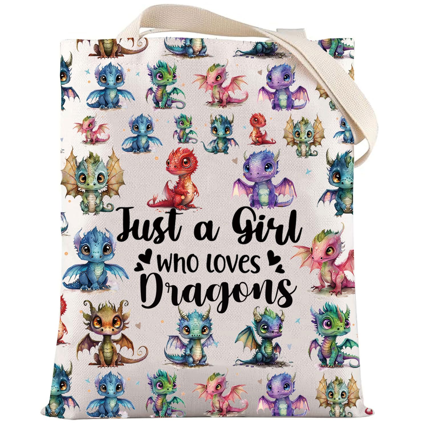 LEVLO Funny Dragon Cosmetic Makeup Bag - Animal Lover Gift for Women & Girls, Zipper Pouch Bag