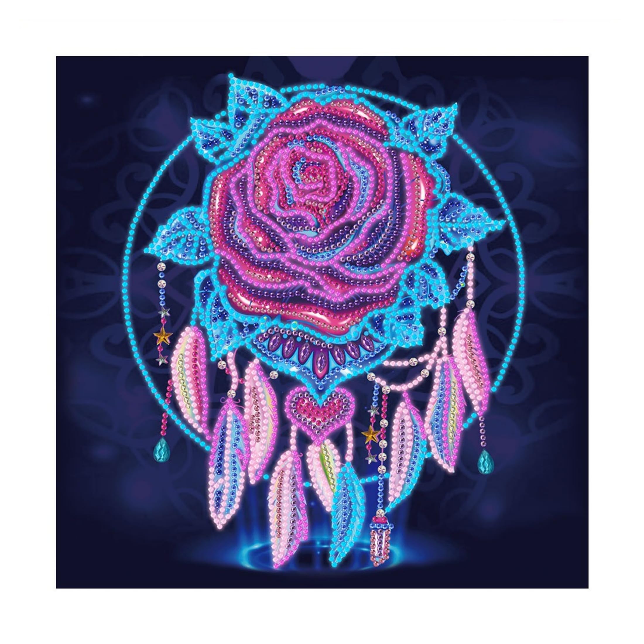 Songdao 5D Diamond Painting Kit, Luminous Diamond Art Easy Kits, Diamond Painting Glow in The Dark Partial Drill Diamond for Adults Kids (Flower)