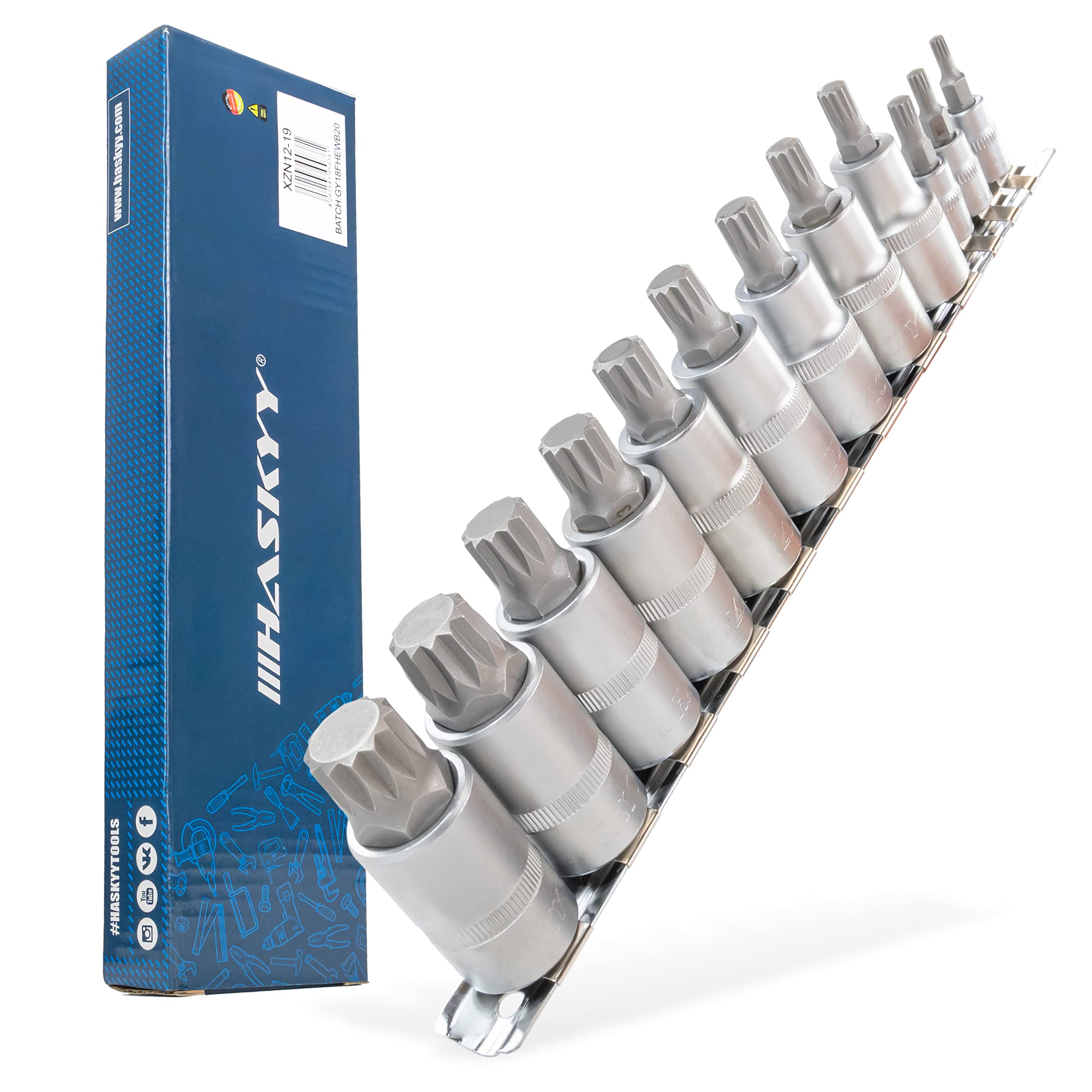 HASKYY XZN Multi-Tooth Socket Set M4 M5 M6 M8 M9 M10 M11 M12 M13 M14 M16 M18 12 Pack