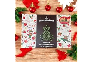 ALOHANMAHALO.COM Hawaiian Holiday Shortbread Cookie Gift Box – 30 Assorted Festive Flavors – Chocolate, Macadamia Nut, Pineapple & Peppermint – Christmas Gift Treats