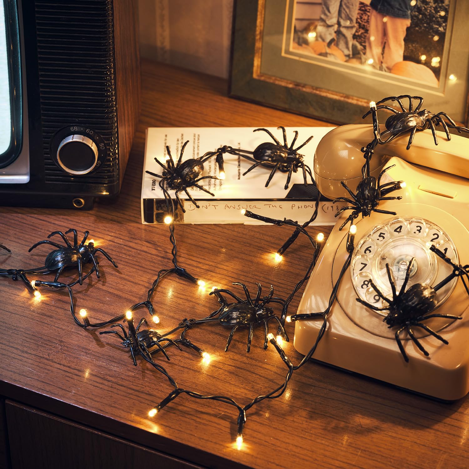 Lights4fun 35 LED Halloween Black Crawling Spider String Fairy Lights 1.7m