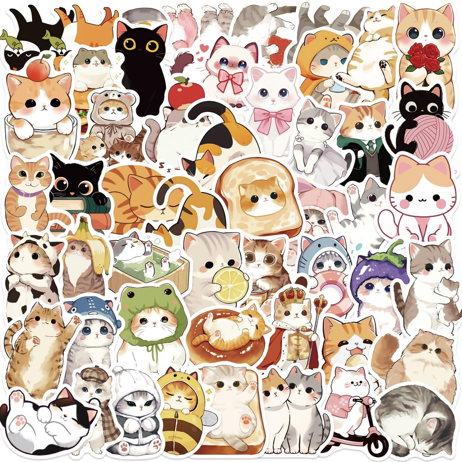 50PCS Cat Stickers, Cute Cat Stickers for Kids